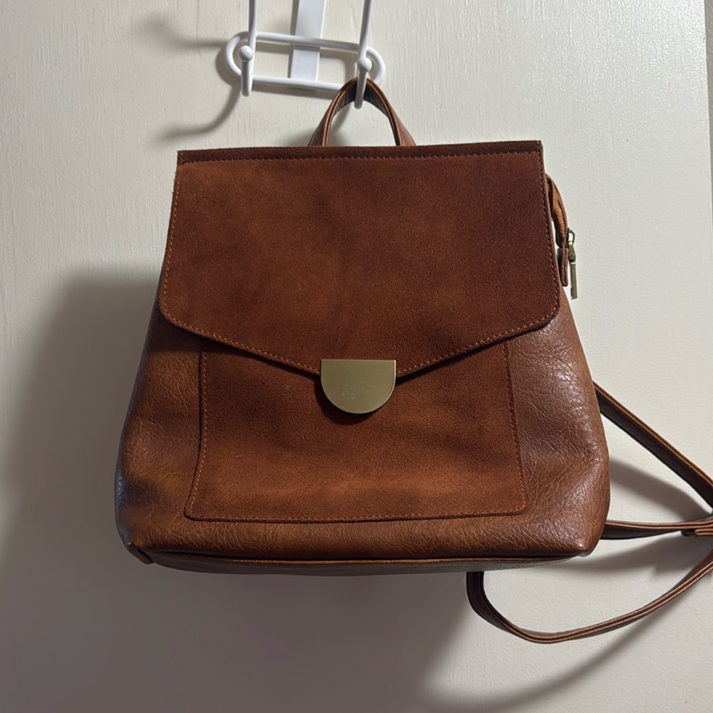 Women’s Moda Luxe Brown Faux Leather Convertible Backpack Purse